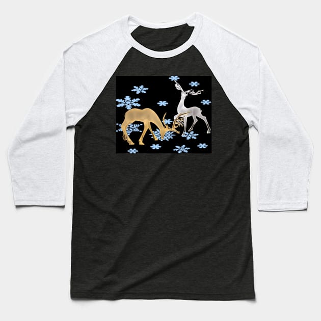 Deer with snow Baseball T-Shirt by nghoangquang